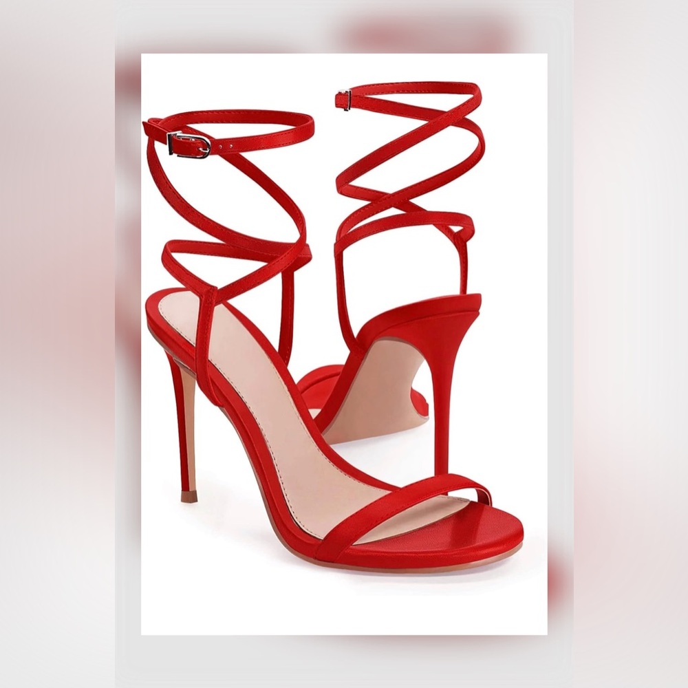 Chic Red Strappy Heels
